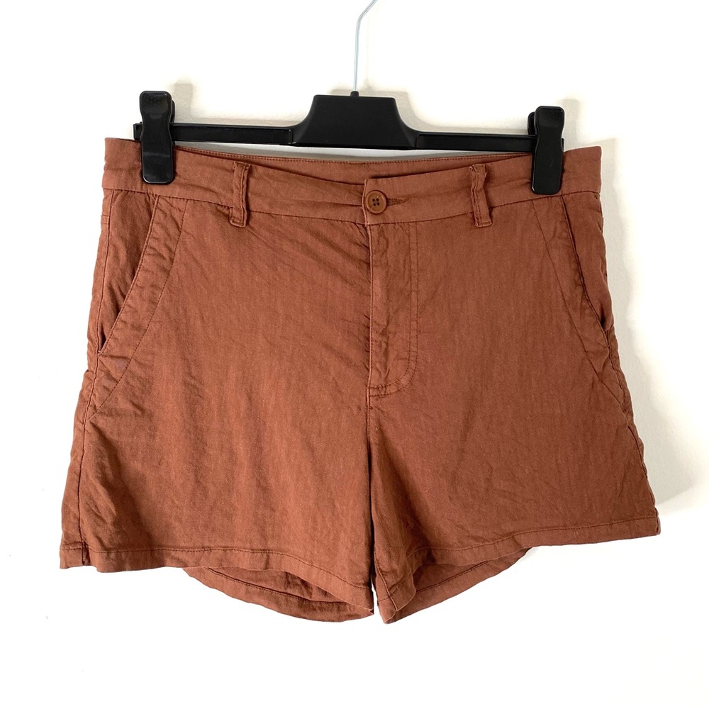 Kut from the Kloth Brown Linen Blend High Waist Shorts Tailored